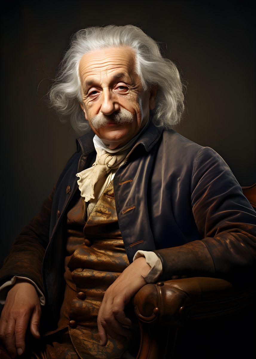 Albert Einstein Portrait - Gemälde Druck im Renaissance Stil - Happyhugpixels