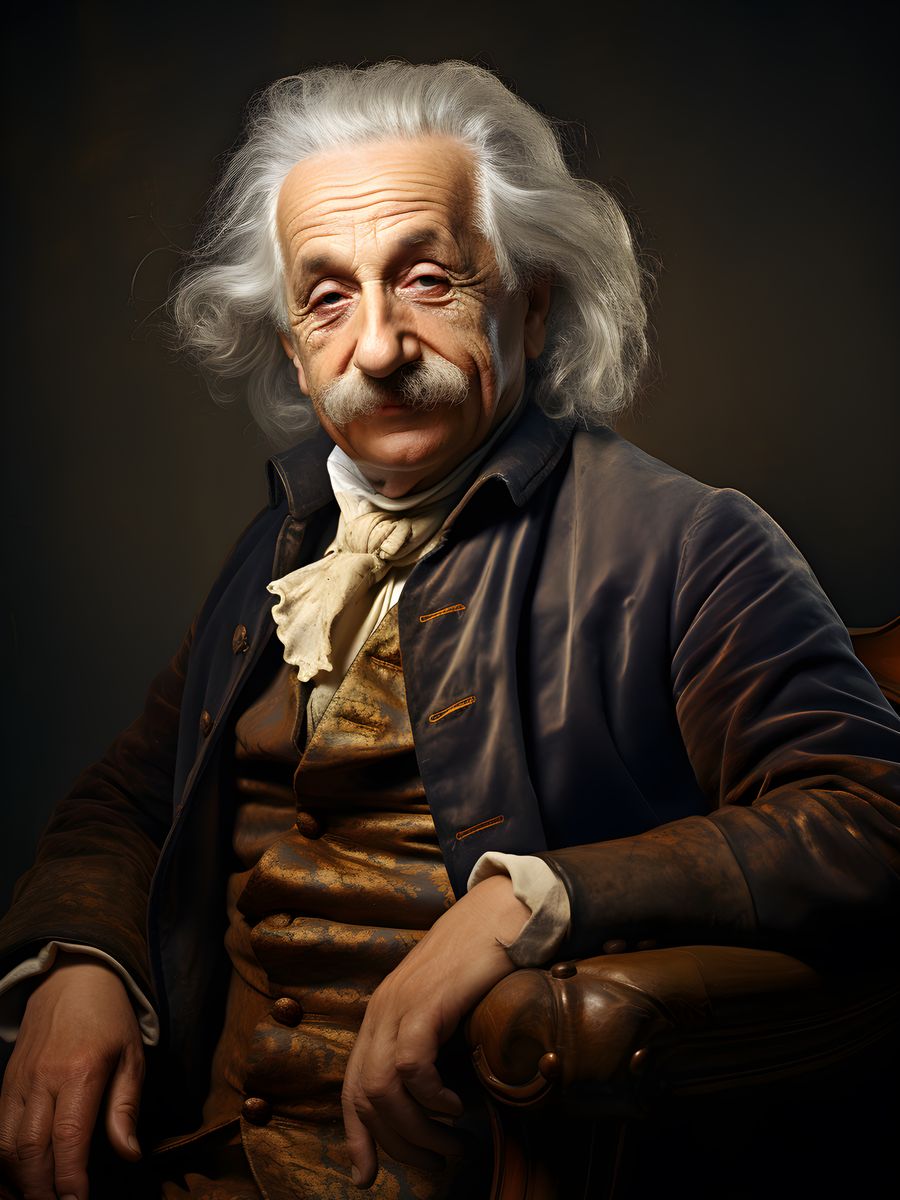 Albert Einstein Portrait - Gemälde Druck im Renaissance Stil - Happyhugpixels