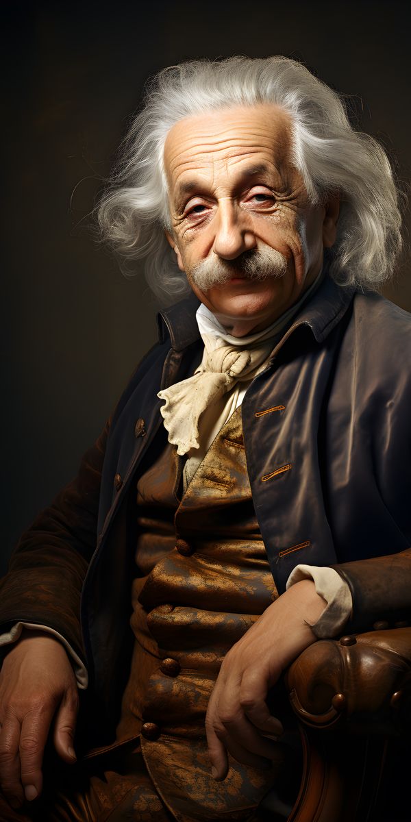 Albert Einstein Portrait - Gemälde Druck im Renaissance Stil - Happyhugpixels