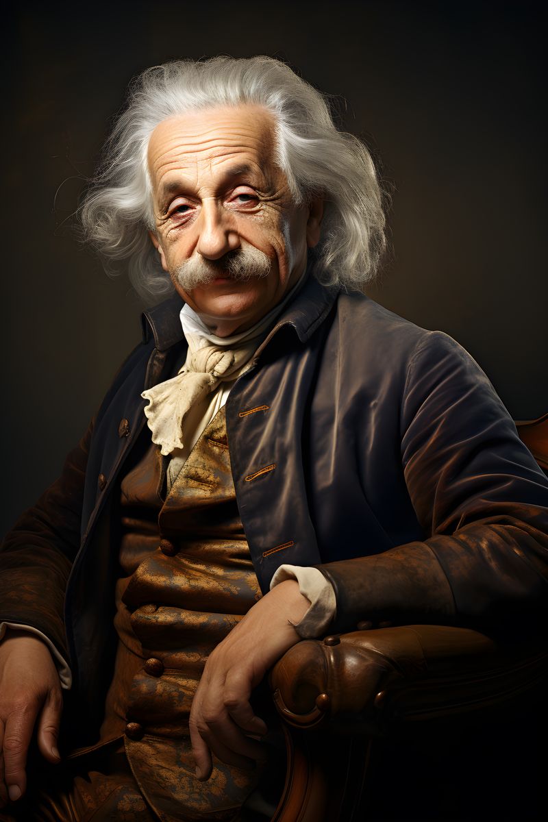 Albert Einstein Portrait - Gemälde Druck im Renaissance Stil - Happyhugpixels