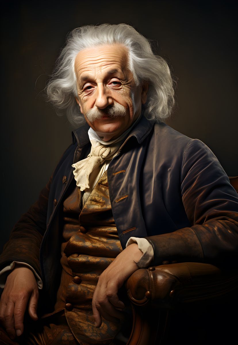 Albert Einstein Portrait - Gemälde Druck im Renaissance Stil - Happyhugpixels