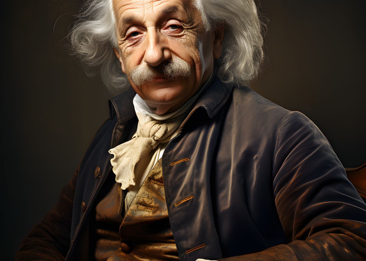 Albert Einstein Portrait - Gemälde Druck im Renaissance Stil - Happyhugpixels