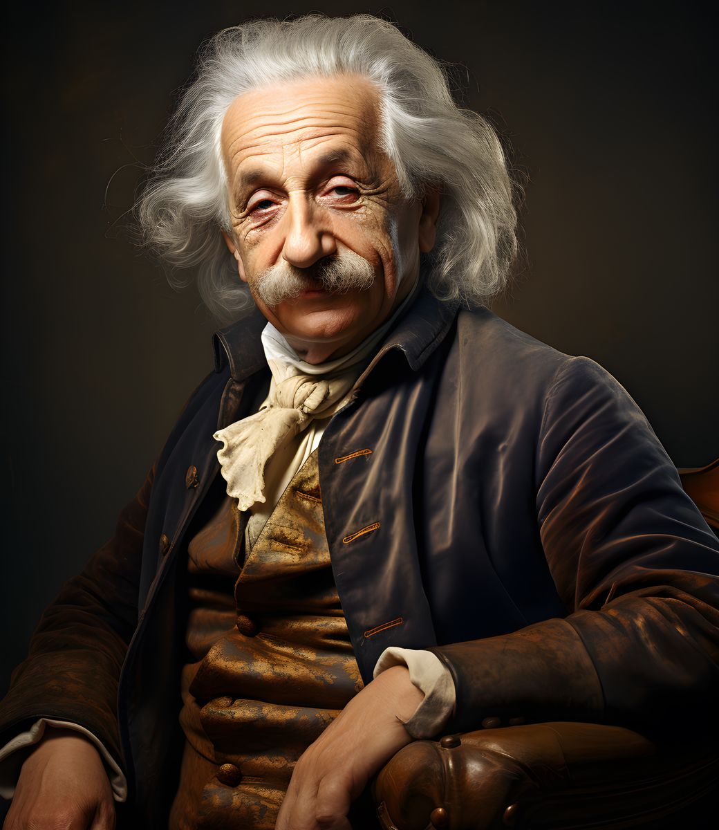 Albert Einstein Portrait - Gemälde Druck im Renaissance Stil - Happyhugpixels