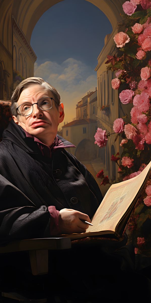 Stephen Hawking Leinwand - Renaissance Portrait KI Bild - Poster bei HappyHugPixels