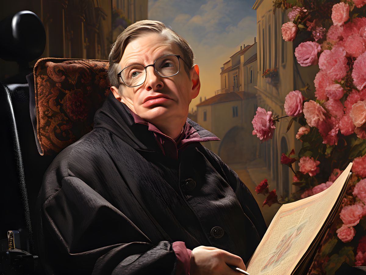 Stephen Hawking Leinwand - Renaissance Portrait KI Bild - Happyhugpixels