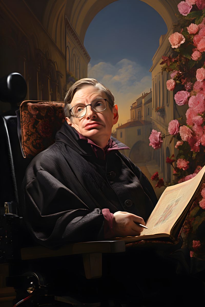 Stephen Hawking Leinwand - Renaissance Portrait KI Bild - Happyhugpixels