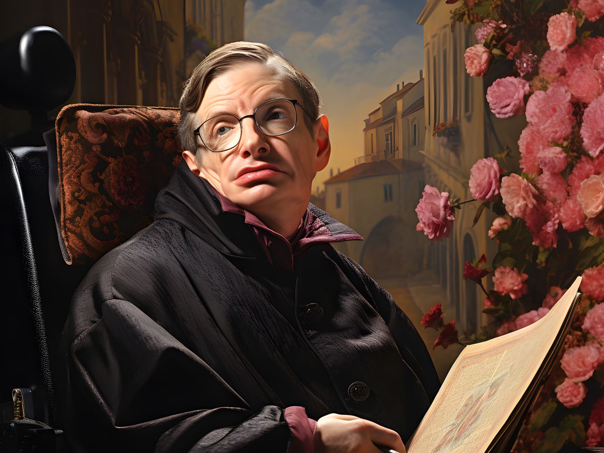 Stephen Hawking Leinwand - Renaissance Portrait KI Bild - Happyhugpixels