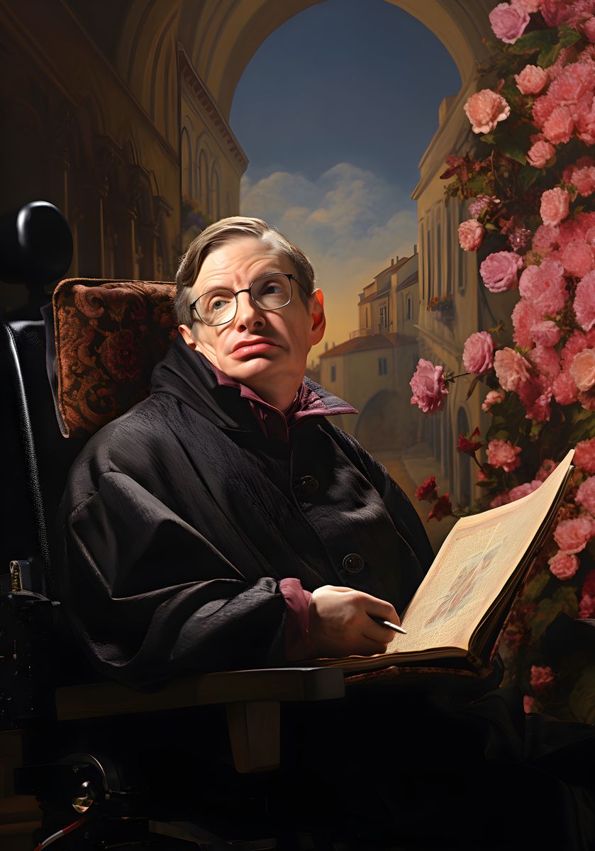 Stephen Hawking Leinwand - Renaissance Portrait KI Bild - Happyhugpixels