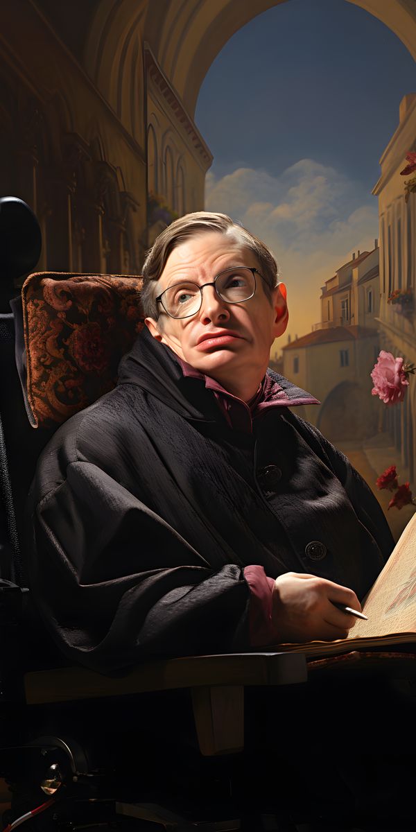 Stephen Hawking Leinwand - Renaissance Portrait KI Bild