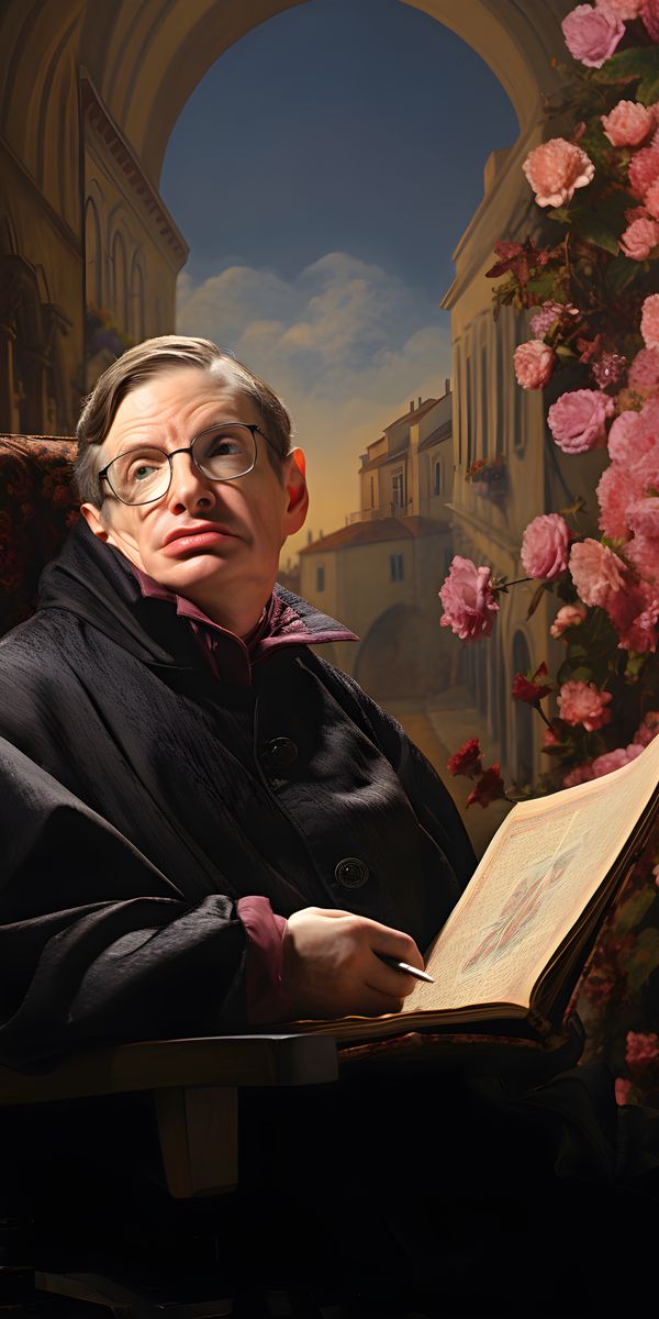 Stephen Hawking Leinwand - Renaissance Portrait KI Bild