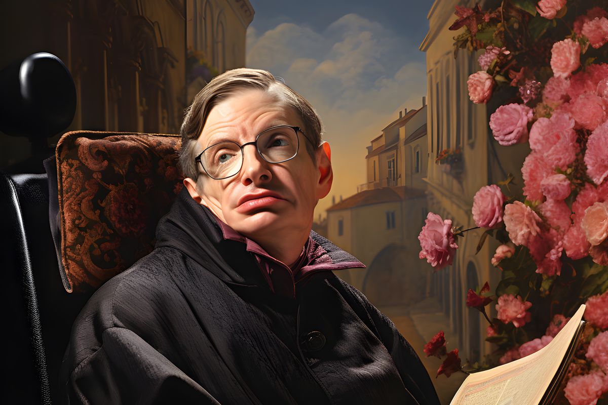 Stephen Hawking Leinwand - Renaissance Portrait KI Bild