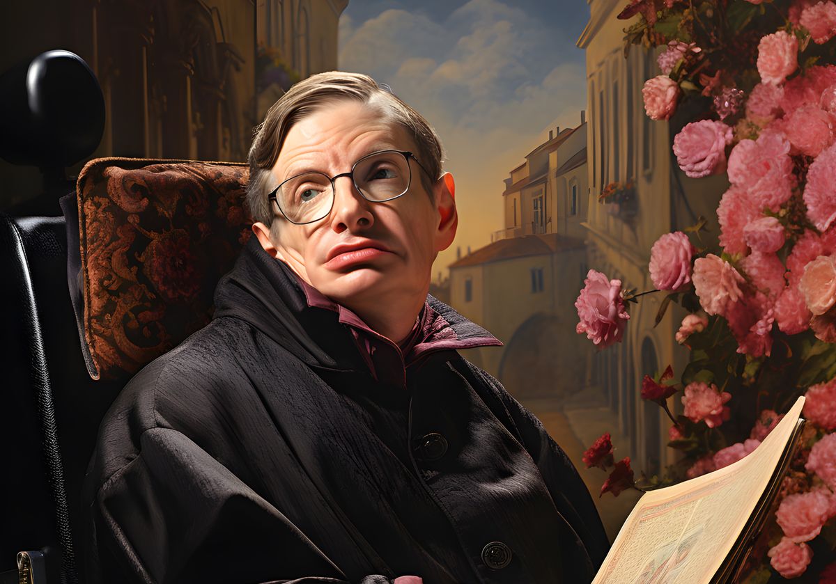 Stephen Hawking Leinwand - Renaissance Portrait KI Bild