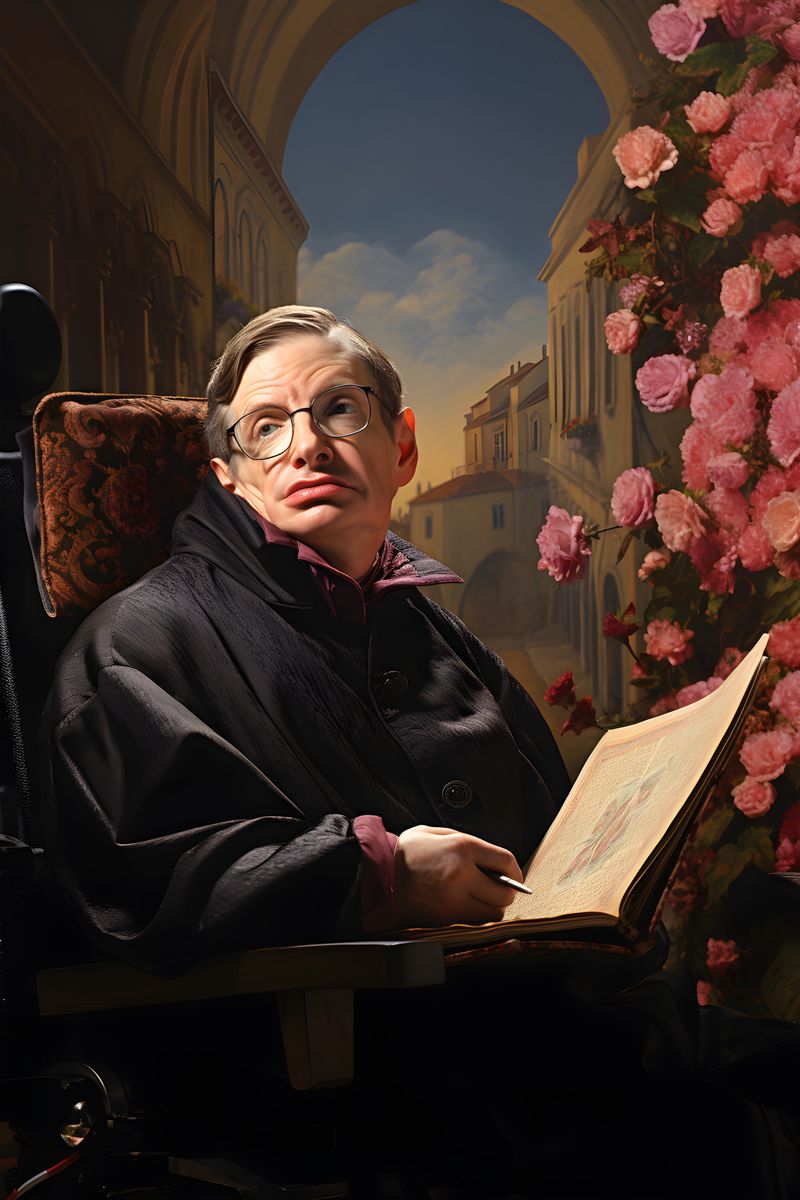 Stephen Hawking Leinwand - Renaissance Portrait KI Bild