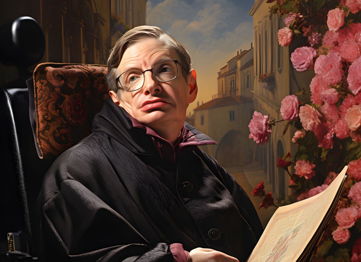 Stephen Hawking Leinwand - Renaissance Portrait KI Bild