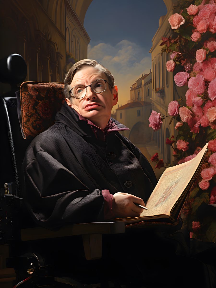 Stephen Hawking Leinwand - Renaissance Portrait KI Bild