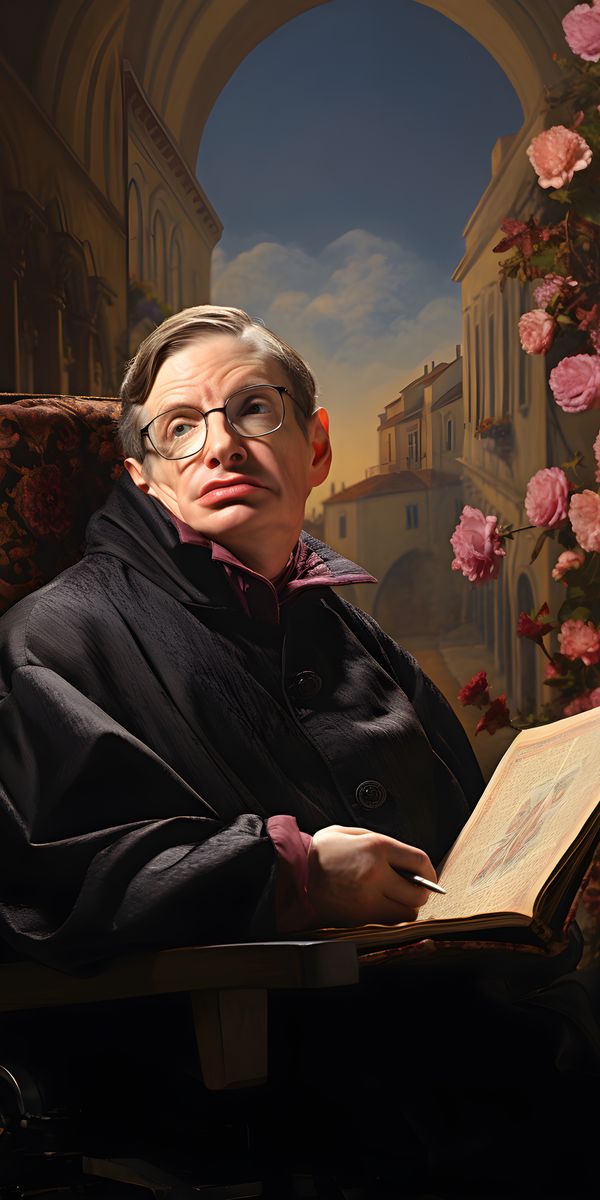 Stephen Hawking Leinwand - Renaissance Portrait KI Bild