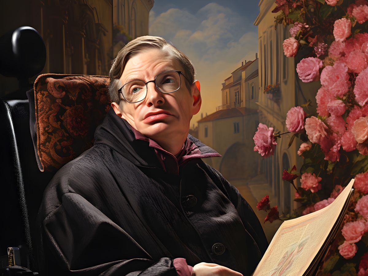 Stephen Hawking Leinwand - Renaissance Portrait KI Bild