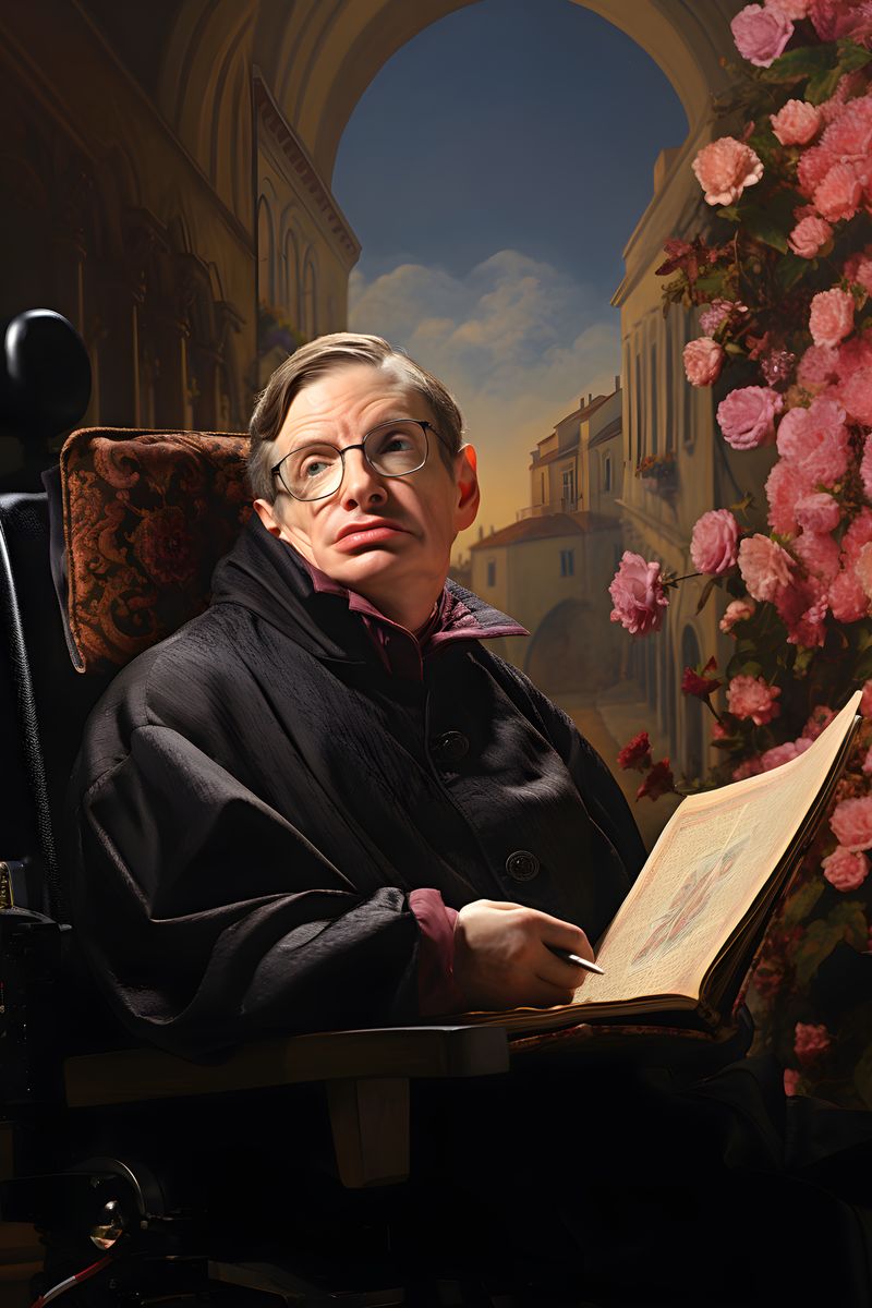 Stephen Hawking Leinwand - Renaissance Portrait KI Bild