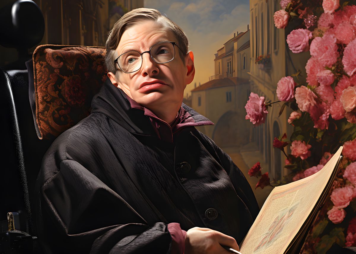 Stephen Hawking Leinwand - Renaissance Portrait KI Bild