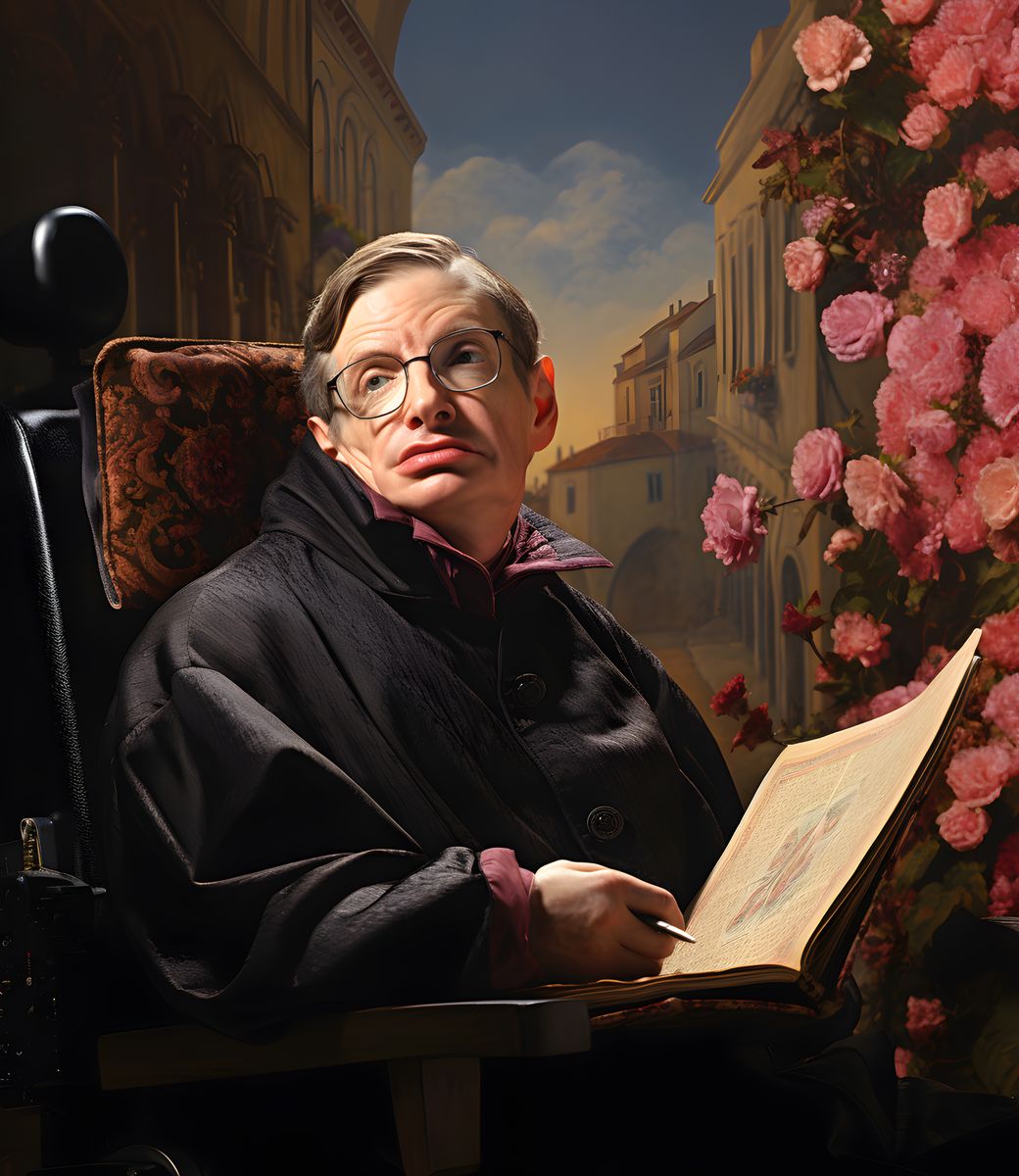 Stephen Hawking Leinwand - Renaissance Portrait KI Bild