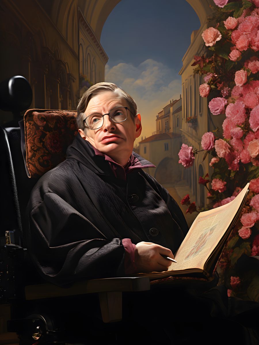 Stephen Hawking Leinwand - Renaissance Portrait KI Bild