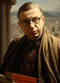 Jean - Paul Sartre Portrait Leinwand - Renaissance KI Bild - Prints bei HappyHugPixels