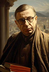 Jean - Paul Sartre Portrait Leinwand - Renaissance KI Bild - Prints bei HappyHugPixels