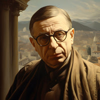 Jean - Paul Sartre Portrait Leinwand - Renaissance KI Bild - Prints bei HappyHugPixels