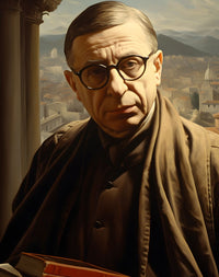 Jean - Paul Sartre Portrait Leinwand - Renaissance KI Bild - Prints bei HappyHugPixels