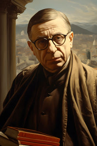 Jean - Paul Sartre Portrait Leinwand - Renaissance KI Bild - Prints bei HappyHugPixels