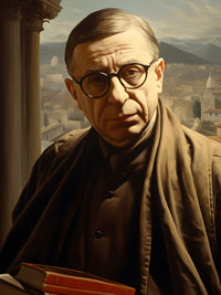 Jean - Paul Sartre Portrait Leinwand - Renaissance KI Bild - Prints bei HappyHugPixels