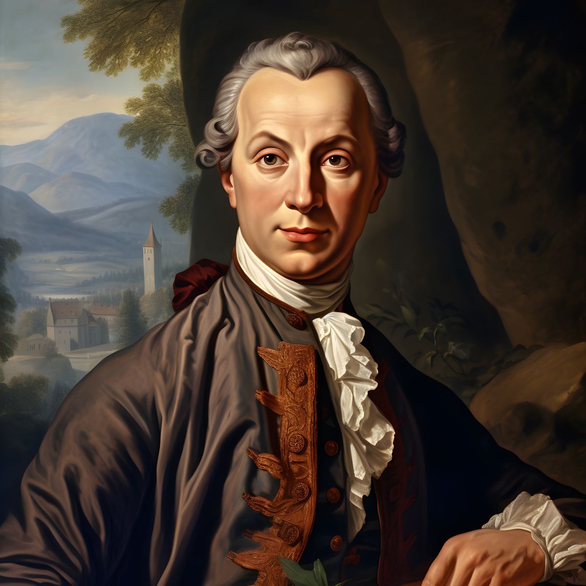 Immanuel Kant Portrait Leinwand - Renaissance KI Illustration