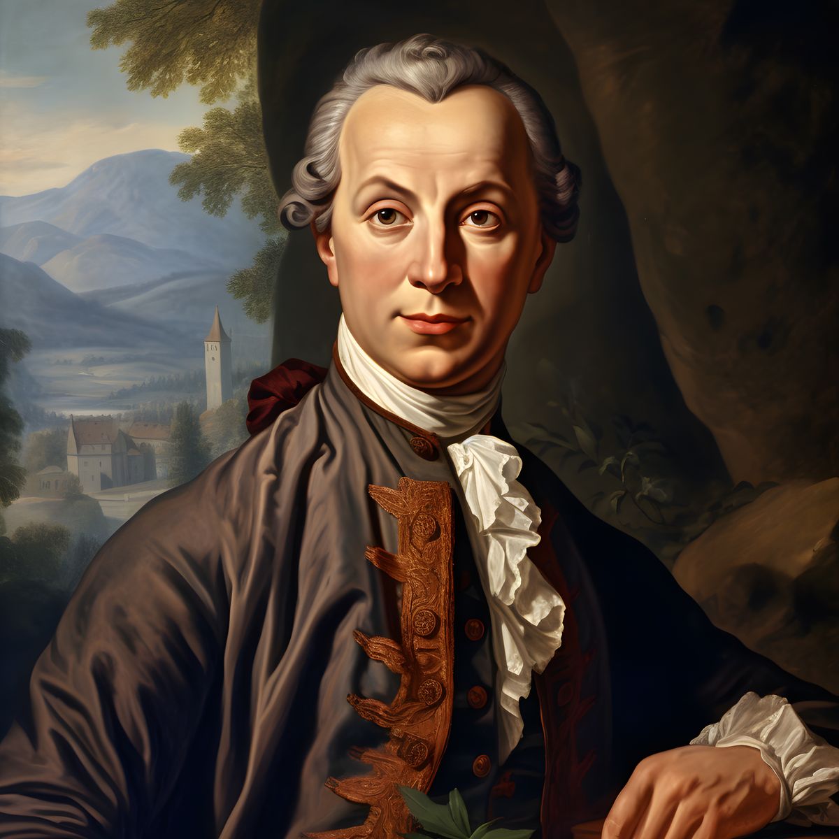 Immanuel Kant Portrait Leinwand - Renaissance KI Illustration