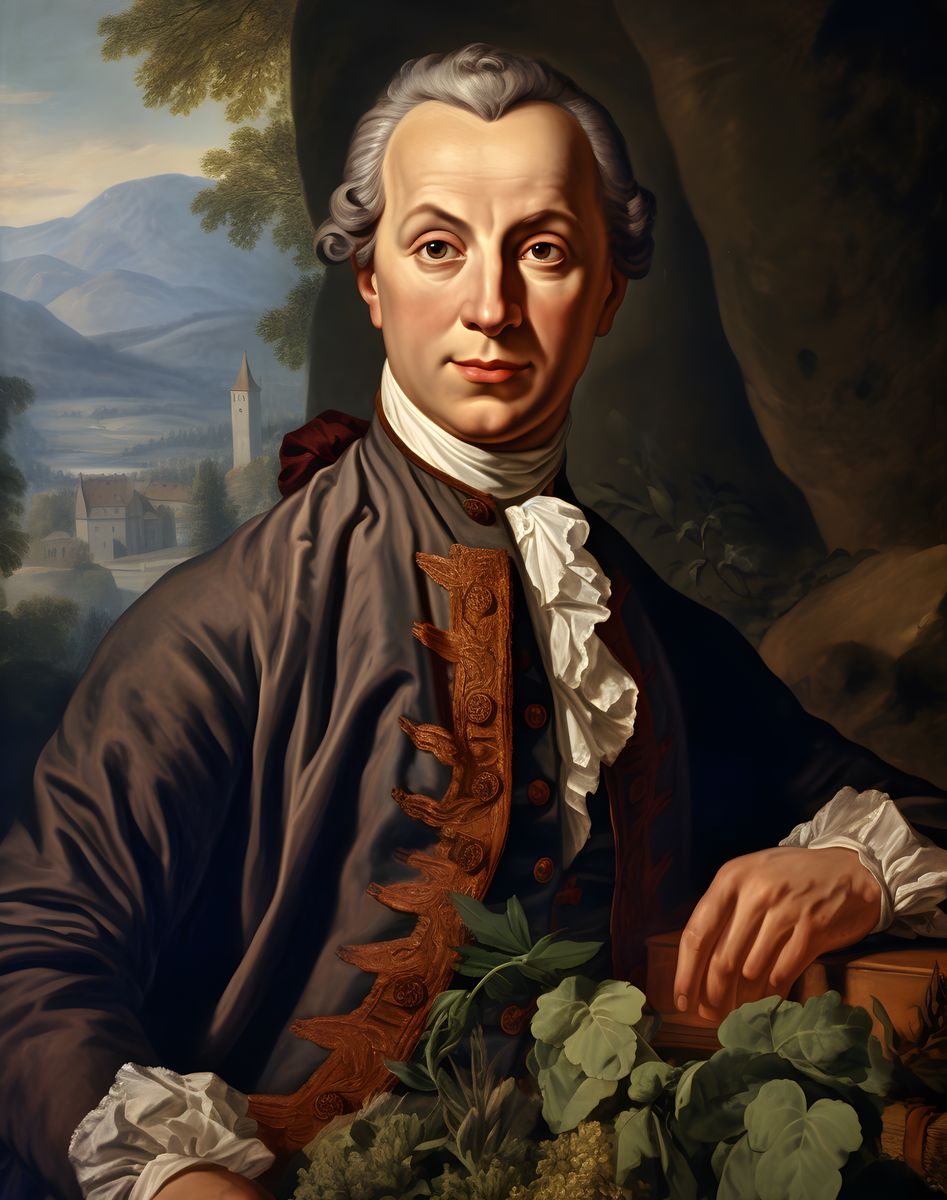 Immanuel Kant Portrait Leinwand - Renaissance KI Illustration