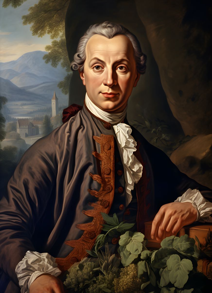 Immanuel Kant Portrait Leinwand - Renaissance KI Illustration