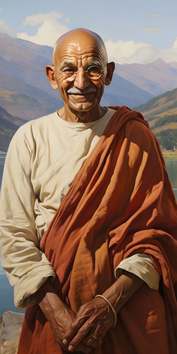 Mahatma Gandhi Portrait Leinwand - Renaissance KI Kunst - Poster bei HappyHugPixels