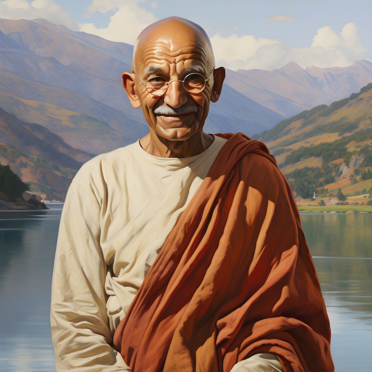 Mahatma Gandhi Portrait Leinwand - Renaissance KI Kunst - Poster bei HappyHugPixels