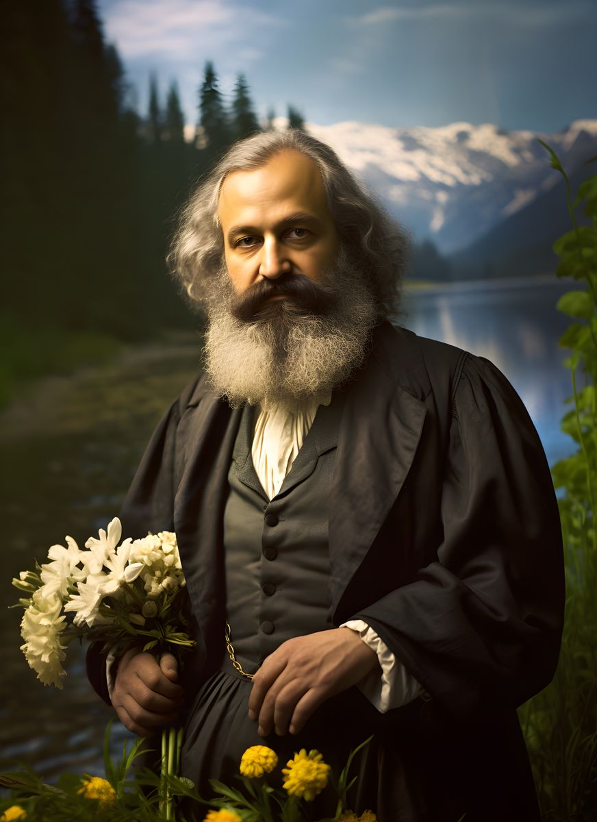 Karl Marx Portrait Leinwand - Renaissance KI Kunst - Poster bei HappyHugPixels