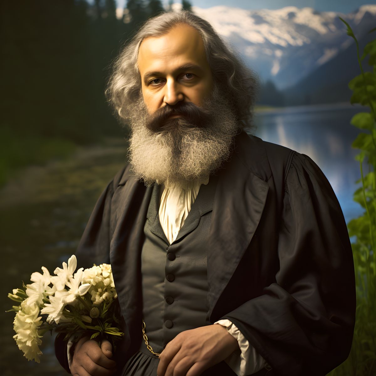 Karl Marx Portrait Leinwand - Renaissance KI Kunst - Poster bei HappyHugPixels