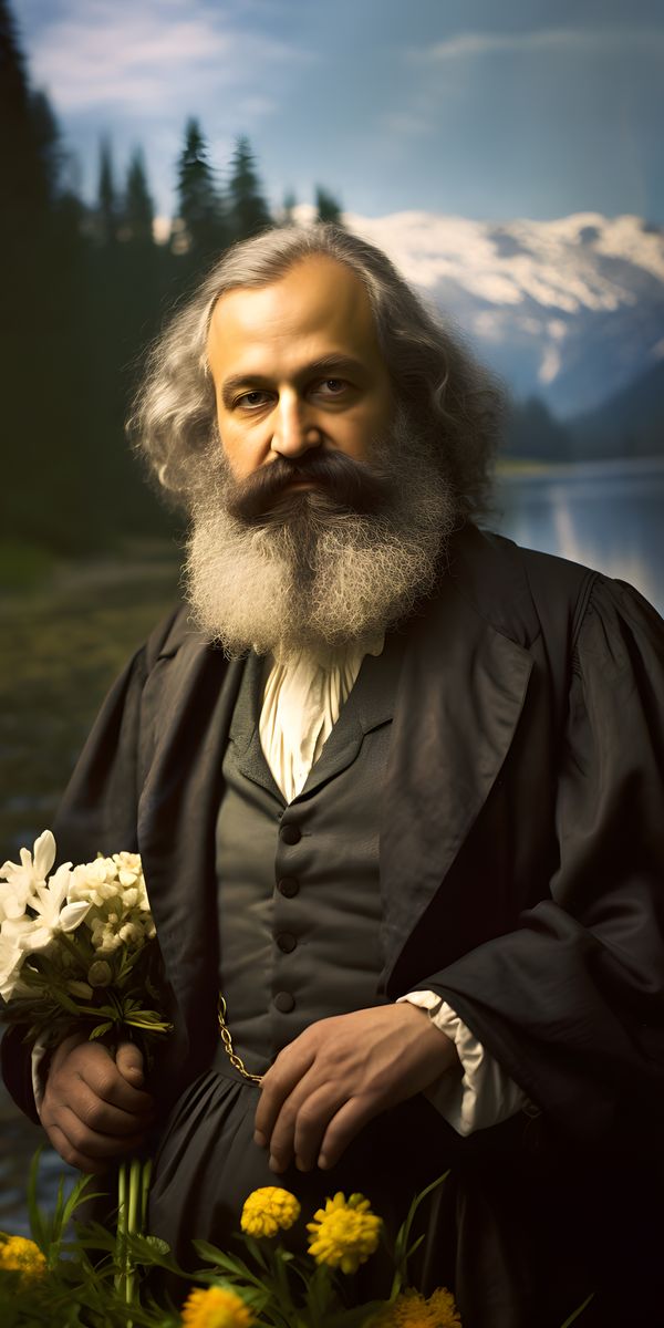 Karl Marx Portrait Leinwand - Renaissance KI Kunst - Poster bei HappyHugPixels