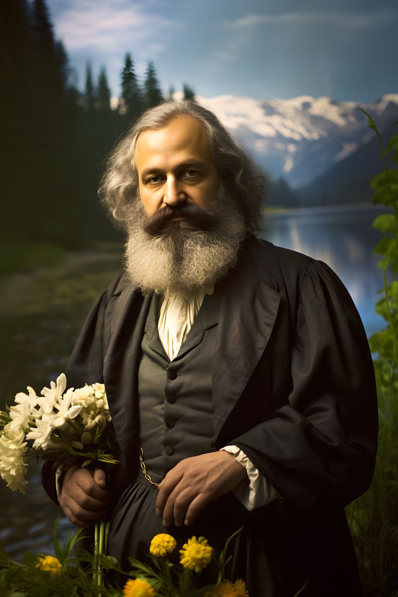 Karl Marx Portrait Leinwand - Renaissance KI Kunst - Poster bei HappyHugPixels