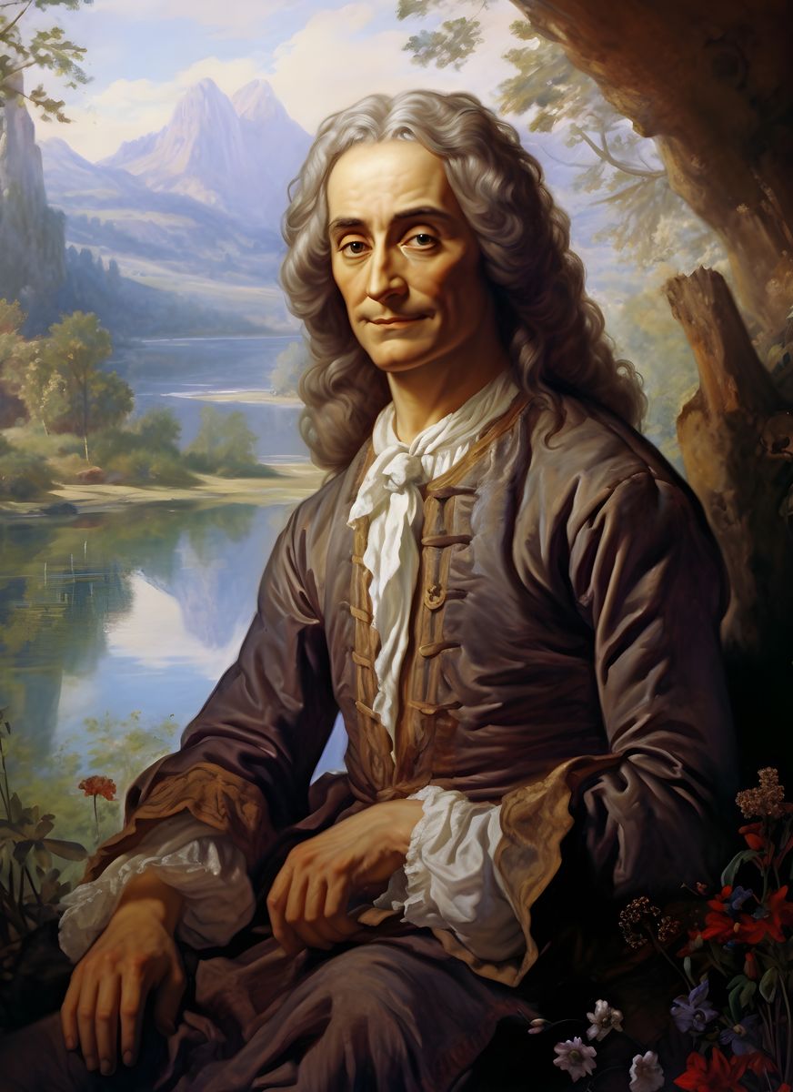 Voltaire Portrait Leinwand - Renaissance KI Bild - Poster bei HappyHugPixels