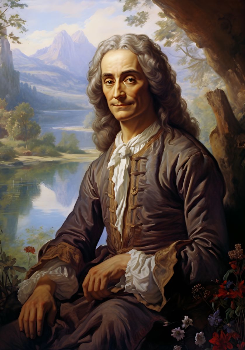 Voltaire Portrait Leinwand - Renaissance KI Bild - Poster bei HappyHugPixels