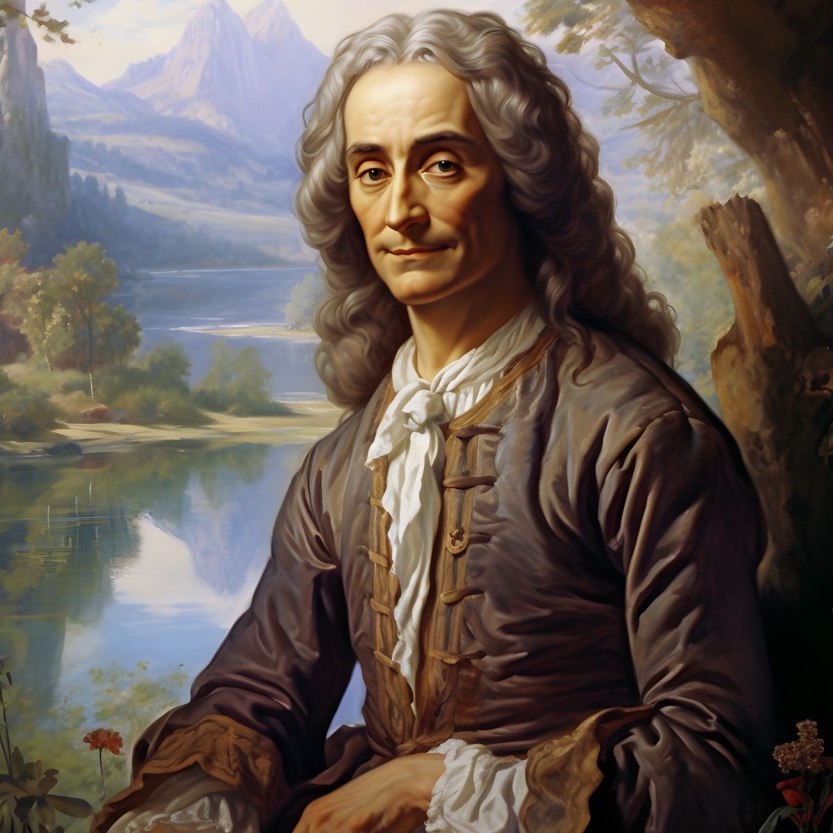 Voltaire Portrait Leinwand - Renaissance KI Bild - Poster bei HappyHugPixels