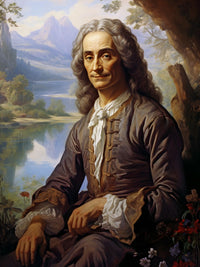 Voltaire Portrait Leinwand - Renaissance KI Bild - Poster bei HappyHugPixels