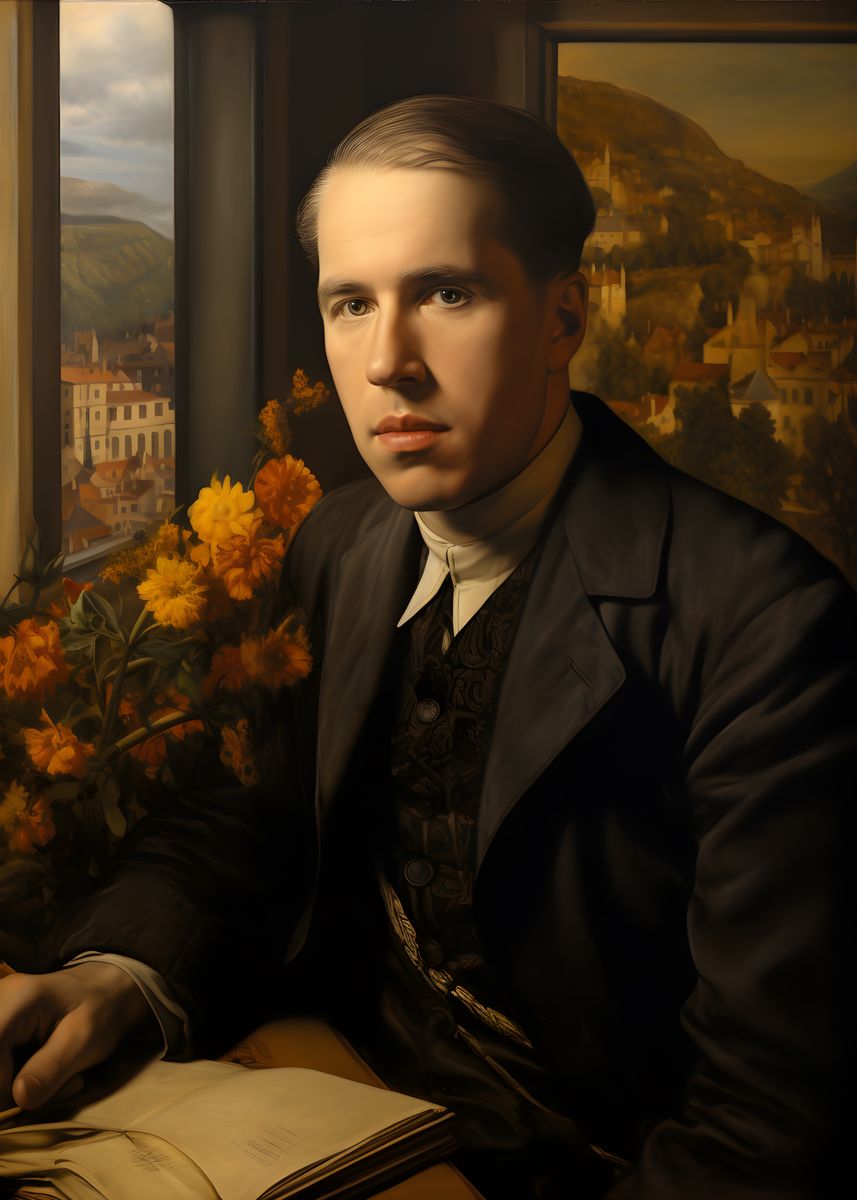 Niels Bohr Portrait Leinwand - Renaissance KI Kunst - Poster bei HappyHugPixels