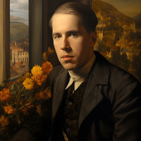 Niels Bohr Portrait Leinwand - Renaissance KI Kunst - Poster bei HappyHugPixels