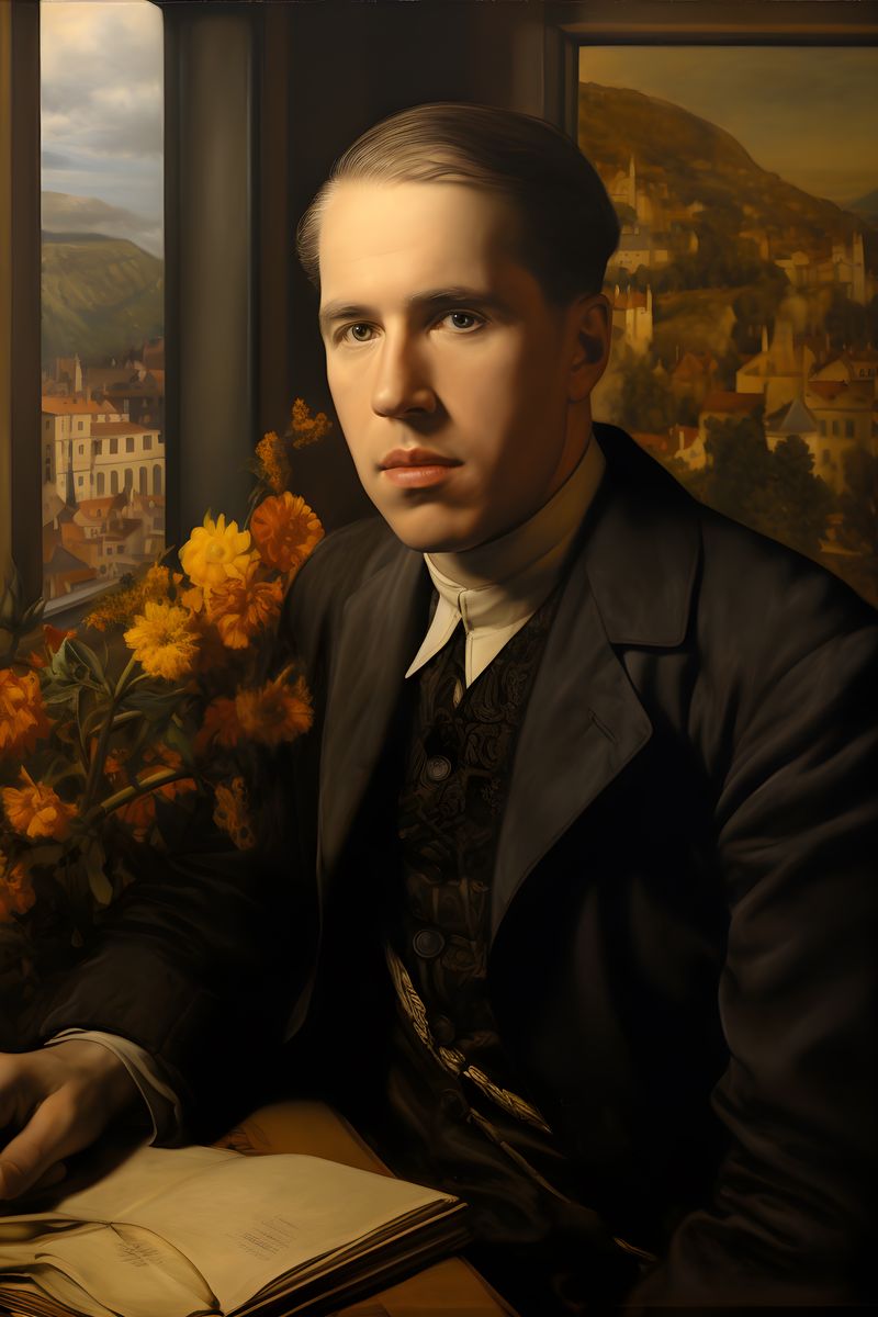 Niels Bohr Portrait Leinwand - Renaissance KI Kunst - Poster bei HappyHugPixels