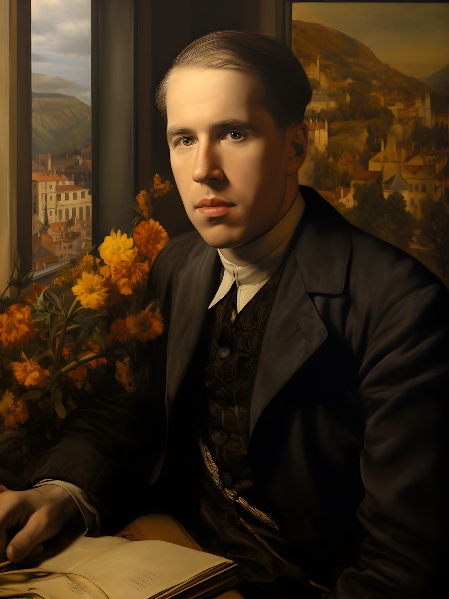 Niels Bohr Portrait Leinwand - Renaissance KI Kunst - Poster bei HappyHugPixels