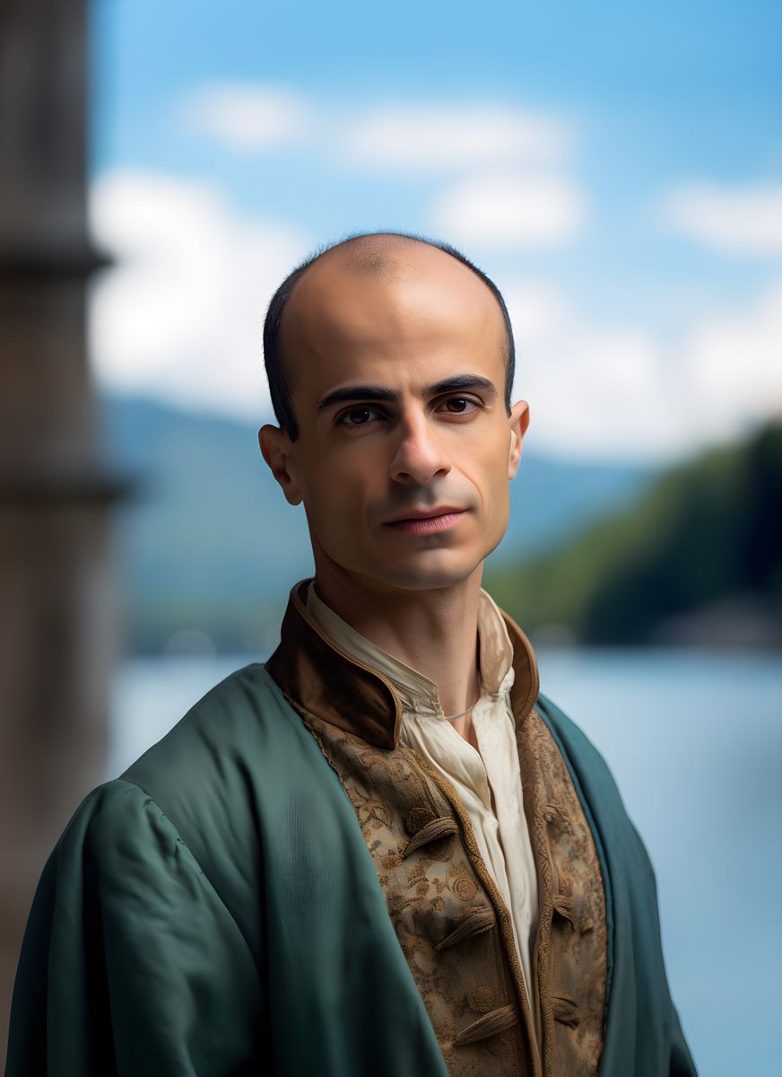 Yuval Noah Harari Leinwand Portrait - Renaissance Stil KI Bild - Poster bei HappyHugPixels